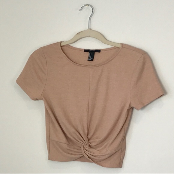 Forever 21 Tops - Forever 21 Peachy Beige Cropped Top Front Twist